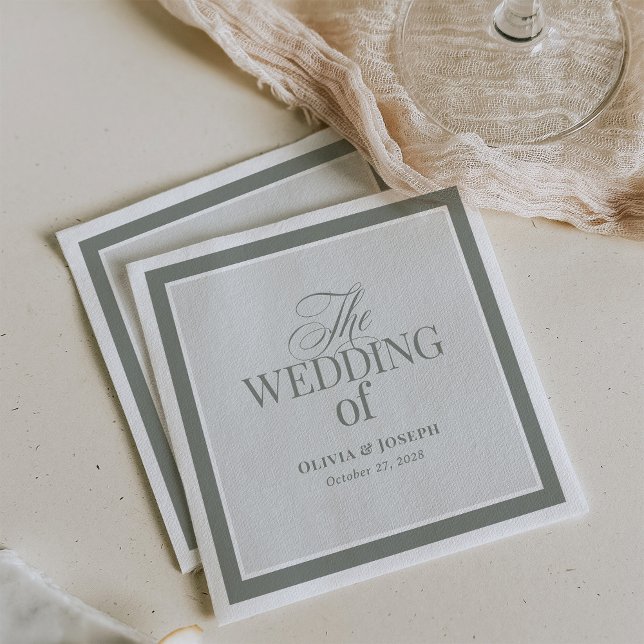 Elegant Sage Green | Classic Luxe Wedding Napkin (Creator Uploaded)