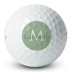 Elegant Sage Green Classic Monogram Personalised  Golf Balls