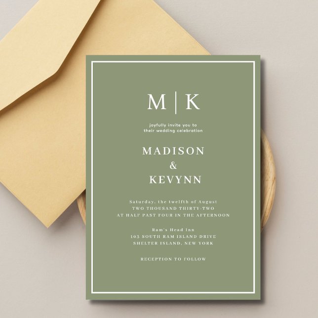 Elegant  Sage Green Classic  Wedding  Invitation (Creator Uploaded)