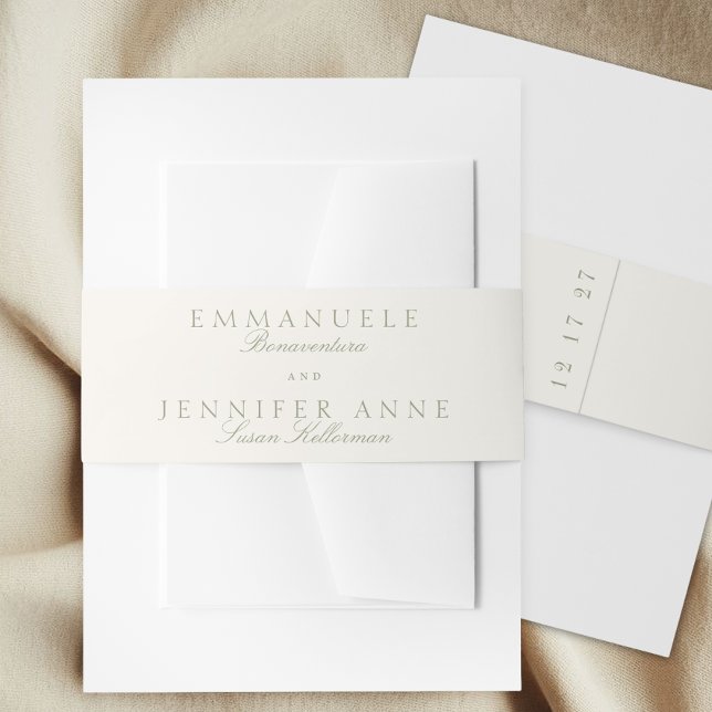 Elegant Sage Green Cream Script Formal The Wedding Invitation Belly Band (Creator Uploaded)