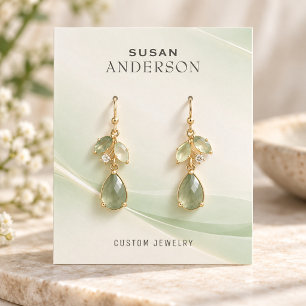 Elegant Sage Green Custom Jewellery Earring Displa Business Card