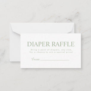 Elegant Sage Green Diaper Raffle Card