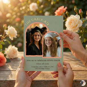 Elegant Sage Green Double Arch Graduation Class of