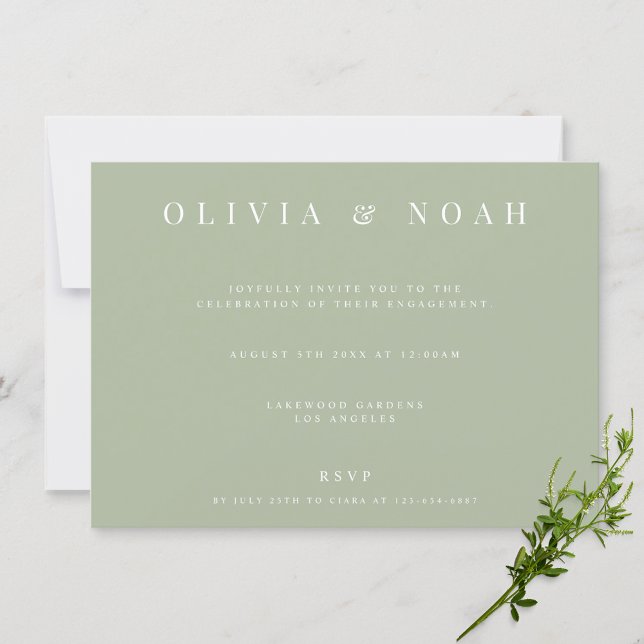Elegant Sage Green Engagement Party Invitation (Creator Uploaded)