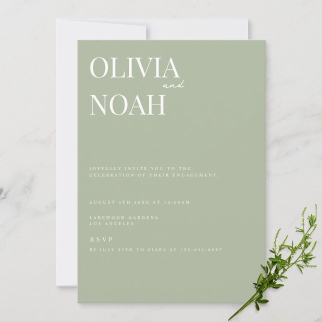 Elegant Sage Green Engagement Party Invitation (Creator Uploaded)