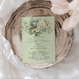 Elegant Sage Green Eucalyptus Bridal Shower   Invitation