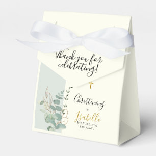 Elegant Sage Green Eucalyptus Christening Tent Favour Box