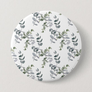 Elegant Sage Green Eucalyptus Leaves Pattern 7.5 Cm Round Badge