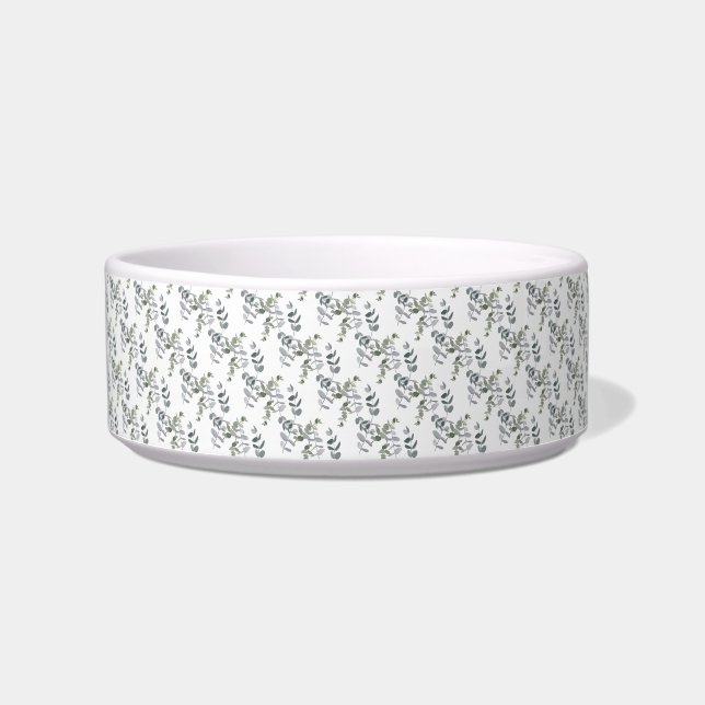 Elegant Sage Green Eucalyptus Leaves Pattern Bowl (Front)