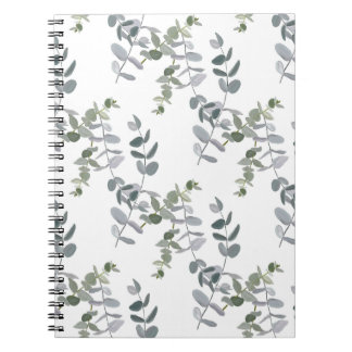 Elegant Sage Green Eucalyptus Leaves Pattern Notebook