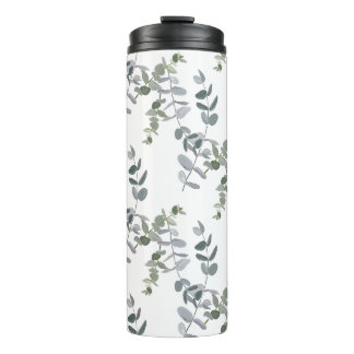 Elegant Sage Green Eucalyptus Leaves Pattern Thermal Tumbler