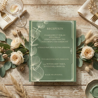 Elegant Sage Green Eucalyptus Wedding Reception Enclosure Card