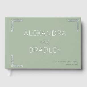 Elegant Sage Green Filigree Guest Book