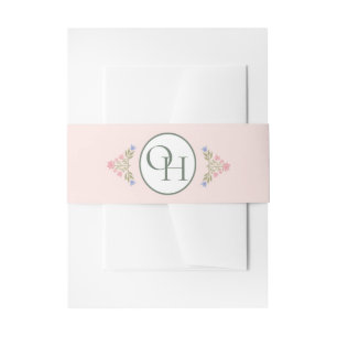 Elegant Sage Green Floral Belly Band Invitation Belly Band
