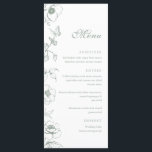Elegant Sage Green Floral Garden Wedding Flat Menu<br><div class="desc">Floral sage green wedding menu.</div>