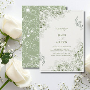 Elegant Sage Green Floral Invitation