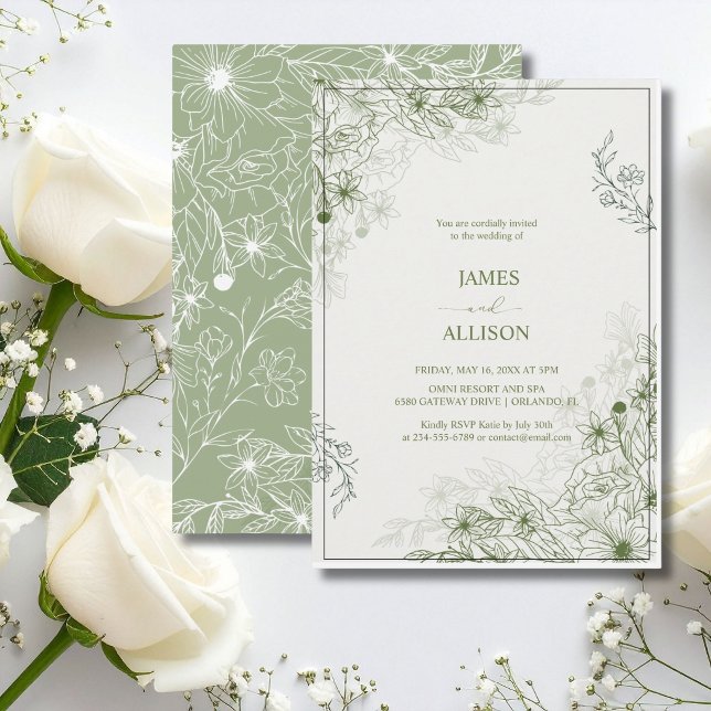 Elegant Sage Green Floral Invitation (Creator Uploaded)