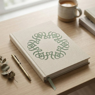 Elegant Sage Green Floral Monogram Family Notebook
