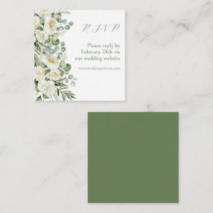 Elegant Sage Green Floral Outdoor Wedding RSVP Card