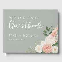 Elegant Sage Green Floral Peach Wedding