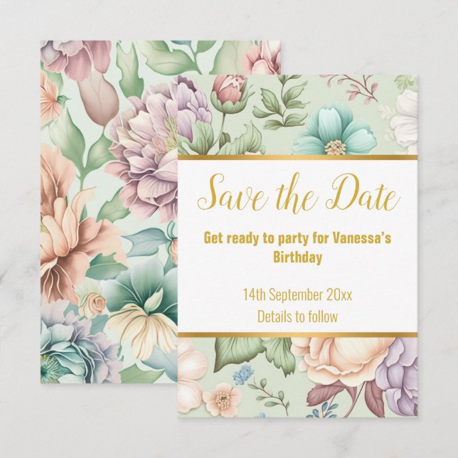 ELEGANT SAGE GREEN FLORAL RESPONSE RSVP CARD (Front/Back)