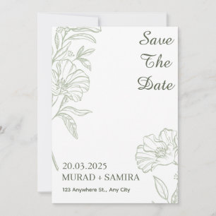 Elegant Sage Green Floral Save the Date Card