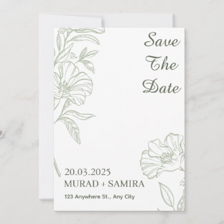 Elegant Sage Green Floral Save the Date Card