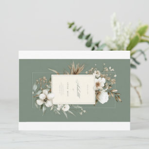 Elegant Sage Green Floral Thank You Postcard Bla