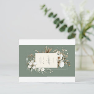 Elegant Sage Green Floral Thank You Postcard Bla