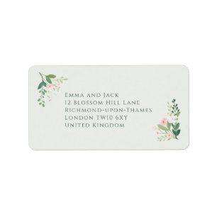 Elegant sage green floral wedding address label