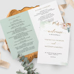 Elegant Sage Green Floral Wedding Ceremony Program<br><div class="desc">Welcome your guest with this exquisite wedding ceremony program, featuring gorgeous watercolor floral details, sage green watercolor stains and hand written typography elements in gold. Personalize the wording in all sides as you wish, ours is simply an example. NOTE: this programs arrive flat and require folding down the middle to...</div>