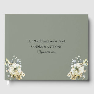 Elegant Sage Green Floral Wedding Guest Book