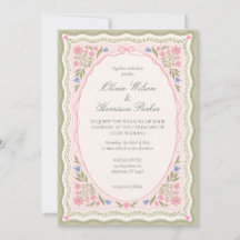 Elegant Sage Green Floral Wedding Invitation