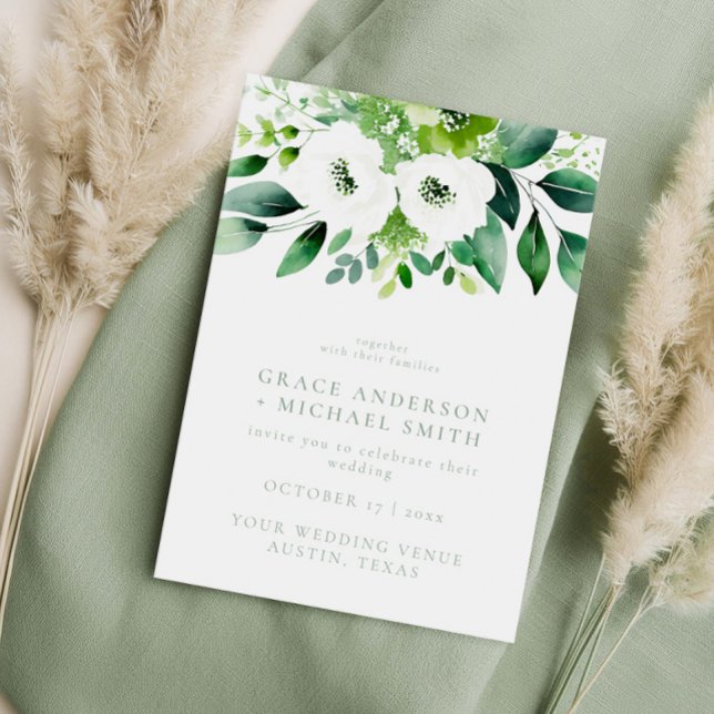 Elegant Sage Green Floral Wedding Invitation (Creator Uploaded)