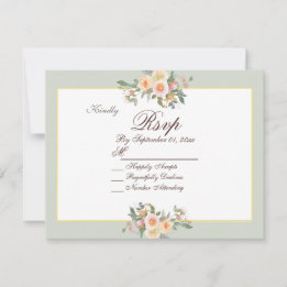 Elegant Sage Green Floral Wedding RSVP Card