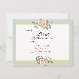 Elegant Sage Green Floral Wedding RSVP Card