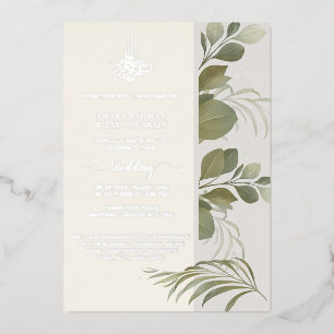 Elegant Sage Green Foliage Wedding Invitation