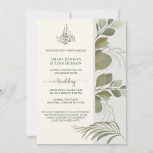 Elegant Sage Green Foliage Wedding Invitation