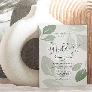 Elegant Sage Green Foliage Wedding Invitation
