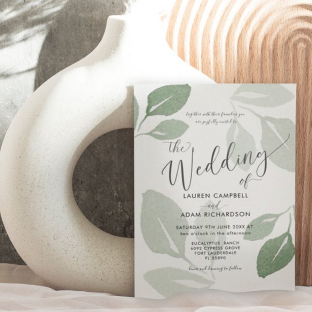 Elegant Sage Green Foliage Wedding Invitation (Creator Uploaded)