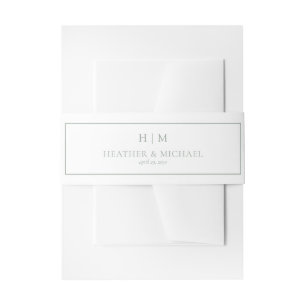 Elegant Sage Green Formal Monogram Wedding  Invitation Belly Band