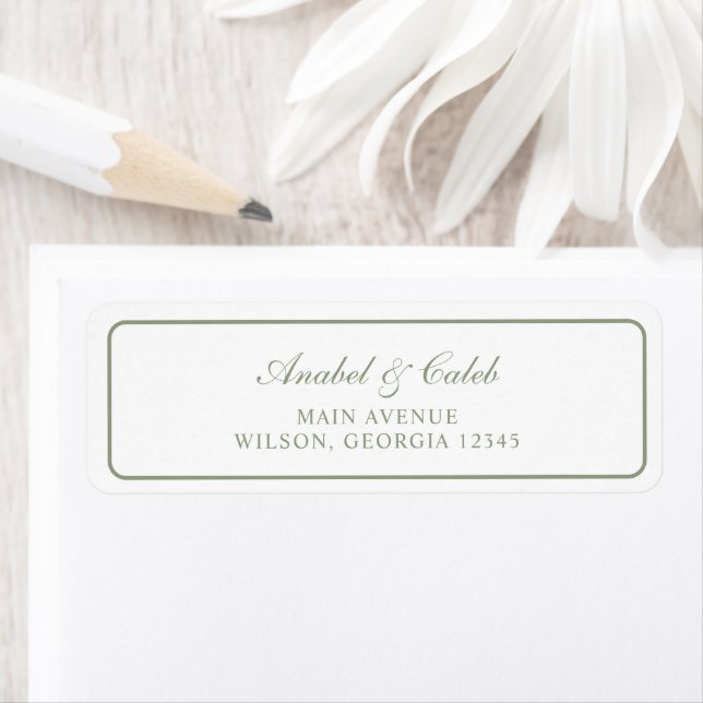 Elegant Sage Green Frame Wedding Return Address (Insitu)