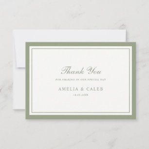 Elegant Sage Green Frame Wedding Thank You Card