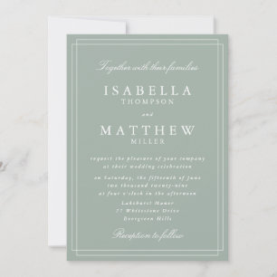 Elegant Sage Green Framed Wedding Invitation