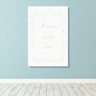 Elegant Sage Green French Floral Wedding Sign