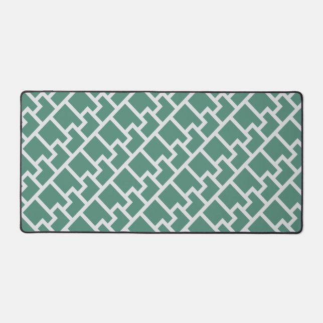 Elegant Sage Green Geometric Pattern Desk Mat (Front)