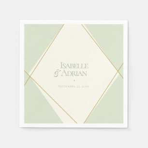 Elegant Sage Green Geometric Wedding Napkin