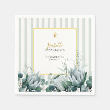 Elegant Sage Green Gold Floral Christening