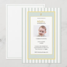 Elegant Sage Green Gold Photo Christening
