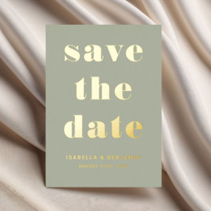 Elegant Sage Green Gold Wedding Save The Date Card